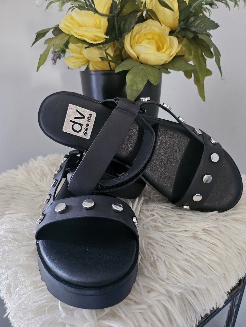 a.n.a Black Platform Slingback Sandals